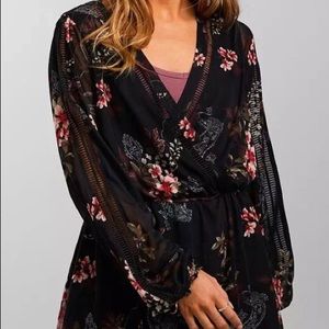 Gimmicks Small Floral Mesh Surplice Top, worn once